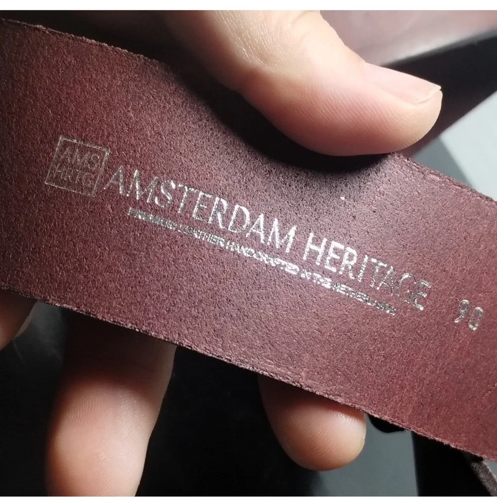 Amsterdam Heritage 45501 Burgundy Leather Belt Round Buckle Netherlands